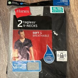 Hanes Men's Tagless V-Necks - Black and Gray